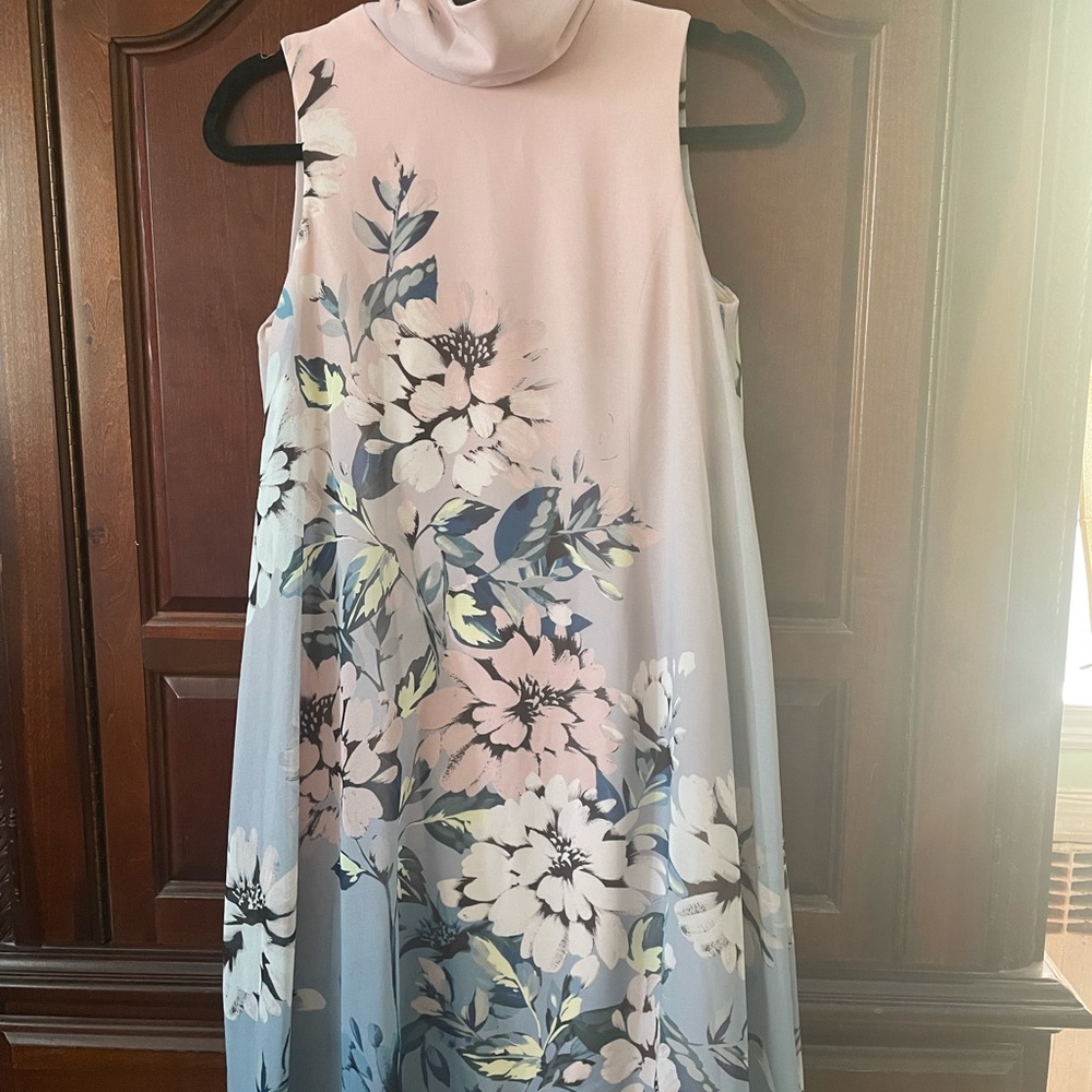 Vince Camuto floral A line dress with semi sheer overlay: knee length.Worn once.